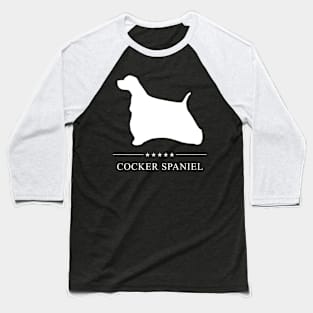 Cocker Spaniel Dog White Silhouette Baseball T-Shirt